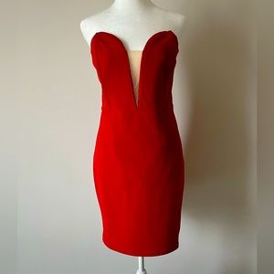 Red strapless Dress